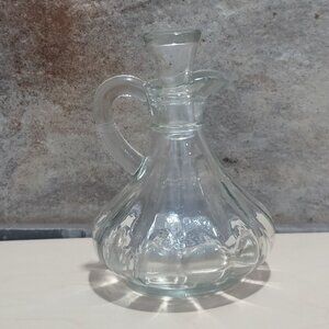 Vintage Crystal Clear Glass Cruets with Stopper Oil Vinegar Decanter